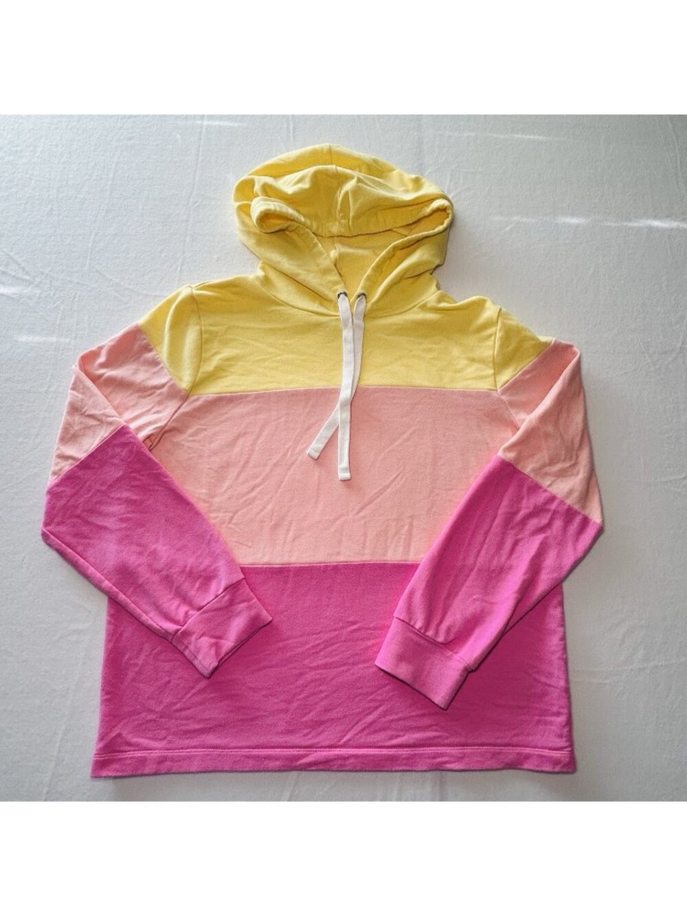 J. Crew Women's Color-Blocked Hoodie Sweatshirt Size M Preppy Coastal Colorful